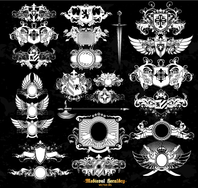 Classical heraldry ornaments vector material 08 ornaments material heraldry classical   