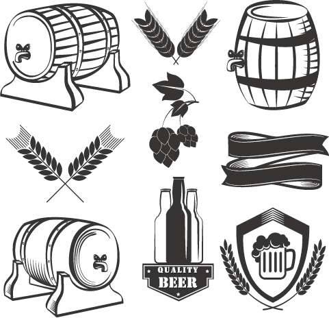 Wheat beer retro labels vector set 04 wheat Retro font labels beer   