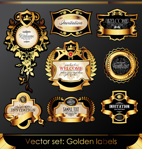 Set of Luxury golden label design vector 02 luxury labels label golden   