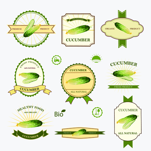 Cucumber healthy food labels vector labels Healthy food label Cucumber   