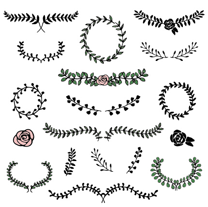 Simple laurels frames ornament vector simple ornament laurels frames   