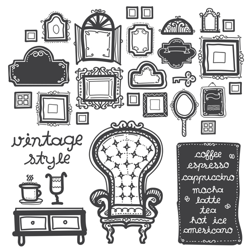 Vintage chair with frames vector material 02 vintage material frames chair   