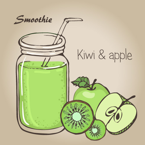 Smoothie fruits drink vector sketch material 01 smooth sketch fruits drink   