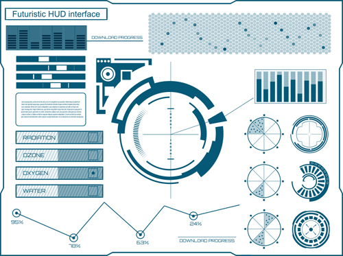 Futuristic HUD Interface template vector 05 template interface hud futuristic   