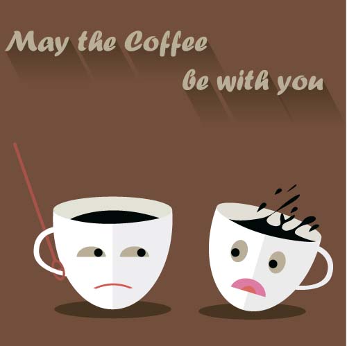 Funny coffee template design vector 01   