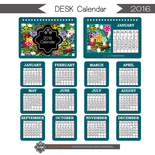 2016 desk calendar template vectors set 06 template calendar 2016   