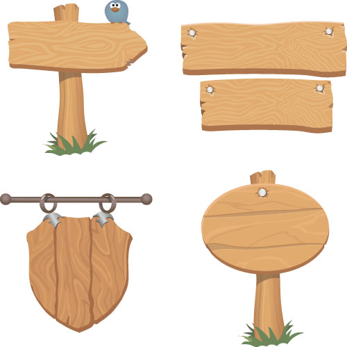 Wooden signs design vectors set 04 wooden signs design   