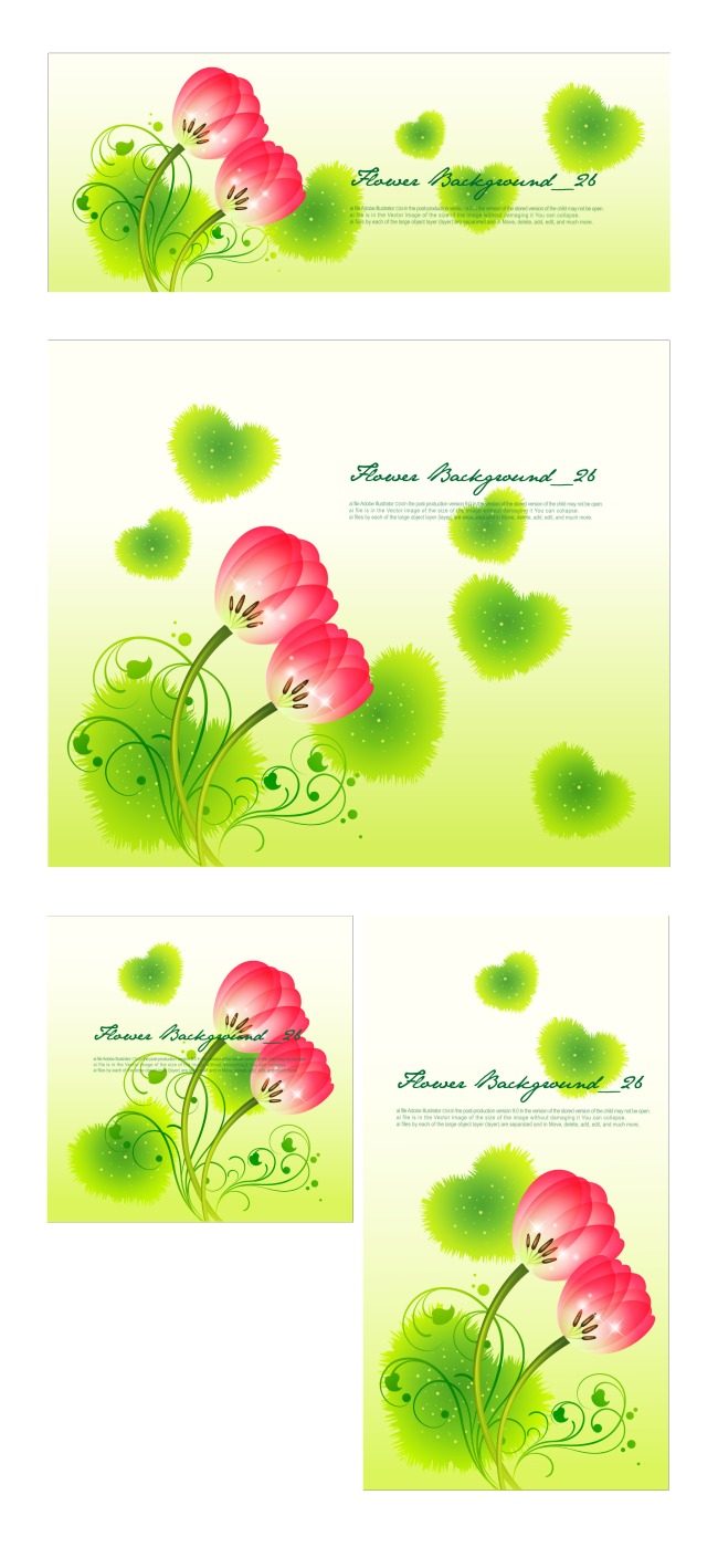 Red flower with green heart vector red heart green flower   