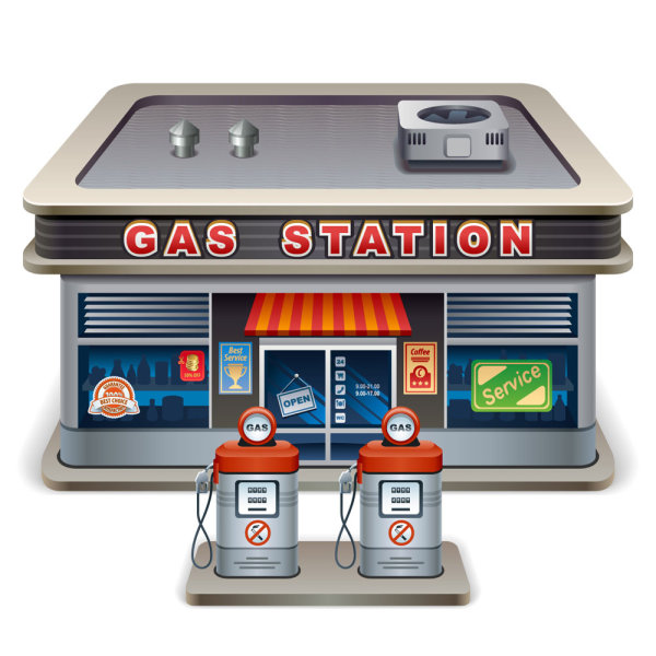 Elements of Cartoon gas station vector station gas elements element cartoon   