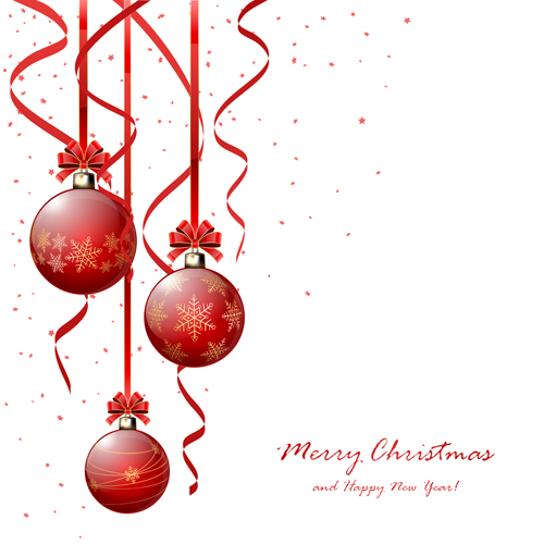 Red christmas balls with confetti vector red christmas balls   