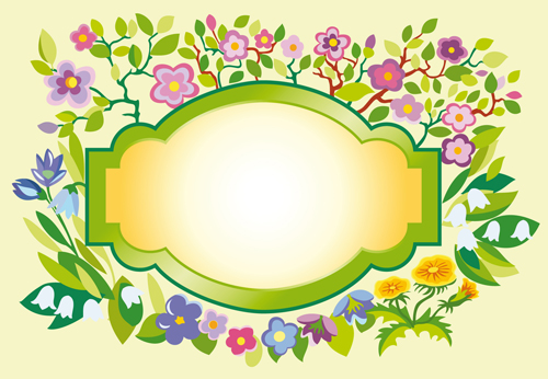 Vector of Spring Fresh Flower Frame set 07 spring frame flower   