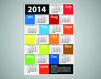 2014 New Year calendar vector set 04 new year new calendar 2014   