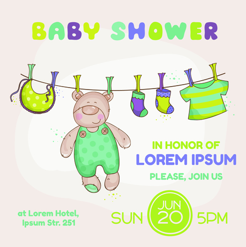 Cute baby shower cards vector 01 shower cute baby   