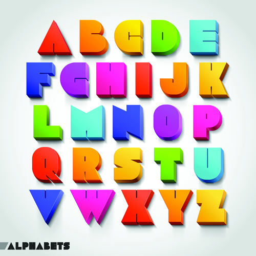 Creative 3D colored alphabet design vector 02 creative colored alphabet   