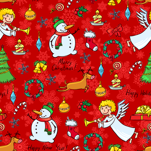 Cute Christmas seamless pattern vector 04 xmas seamless pattern christmas   