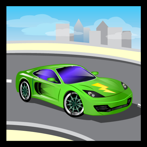 Cartoon sports car design vectors set 08   