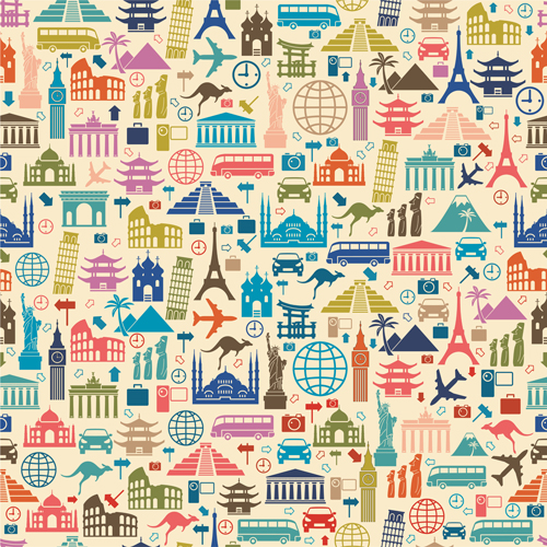 Creative travel elements seamless pattern vector travel seamless pattern vector pattern elements   