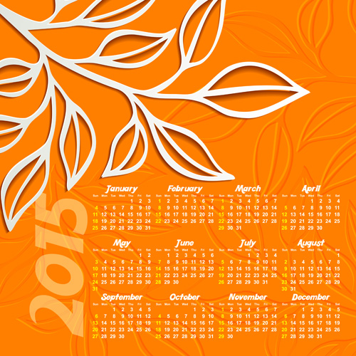Autumn leaf Calendar 2015 vector material material calendar autumn 2015   