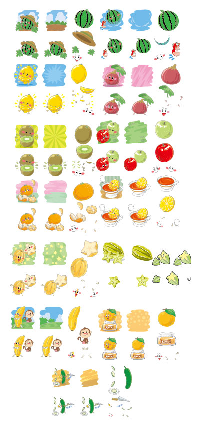 Funny fruits expression icons vector icons icon funny fruits expression   