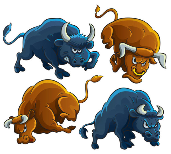 Set of angry bulls design vector 03 bulls angry bulls angry   