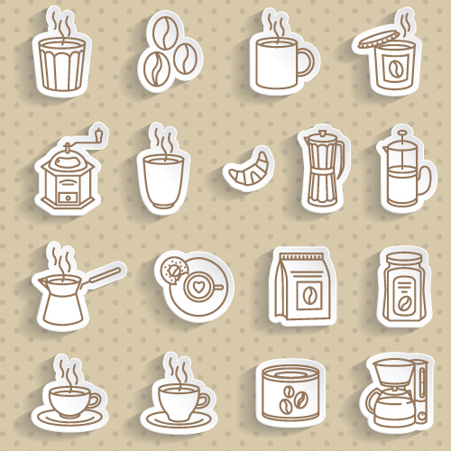 Coffee stickers vector set stickers coffee   