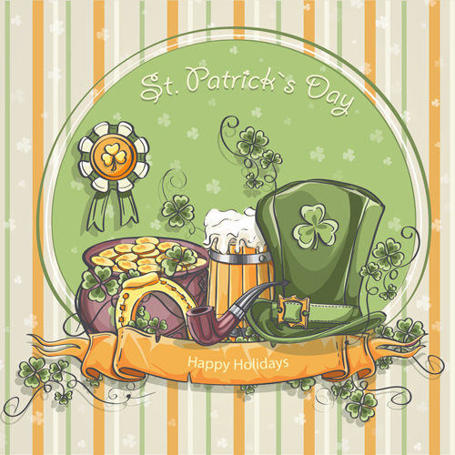 St Patrick Day hand drawn vector background 03 Patrick Day hand drawn background   