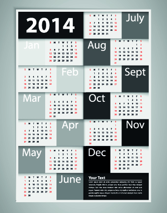 2014 New Year calendar vector set 05 new year new calendar 2014   
