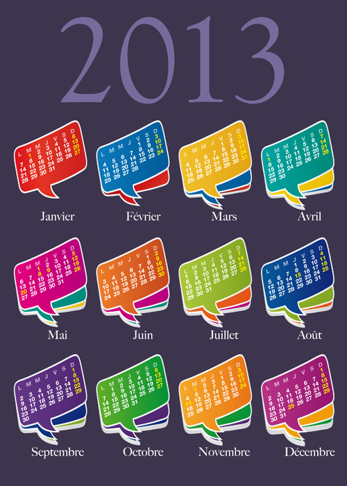Set of Calendar grid 2013 design vector 03 grid calendar 2013   