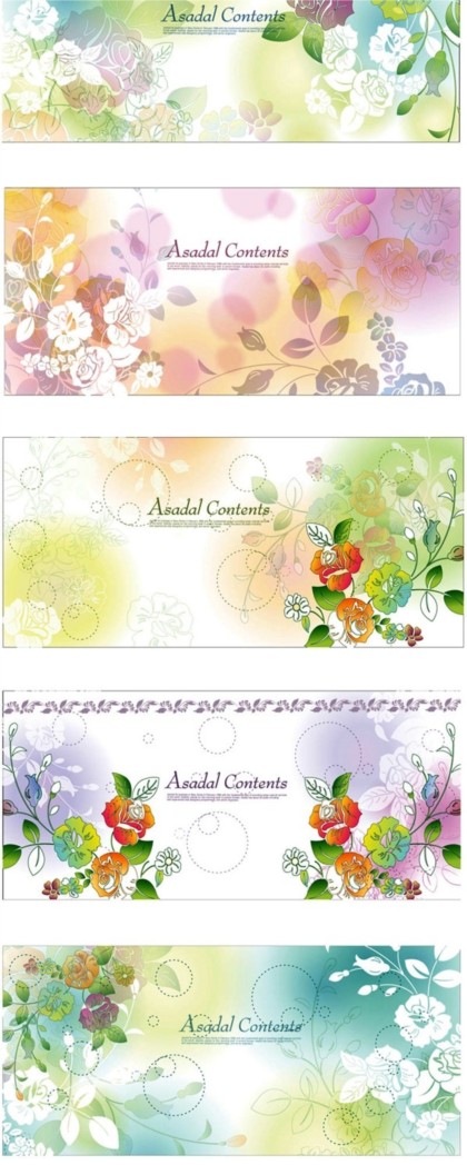 Fashion flower banners background vectors material pattern flower fashion fantasy banners   