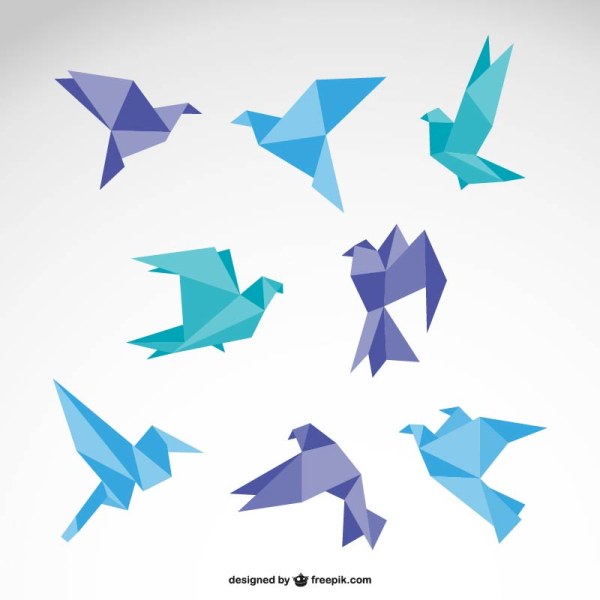 Vector set of origami birds graphics origami birds   
