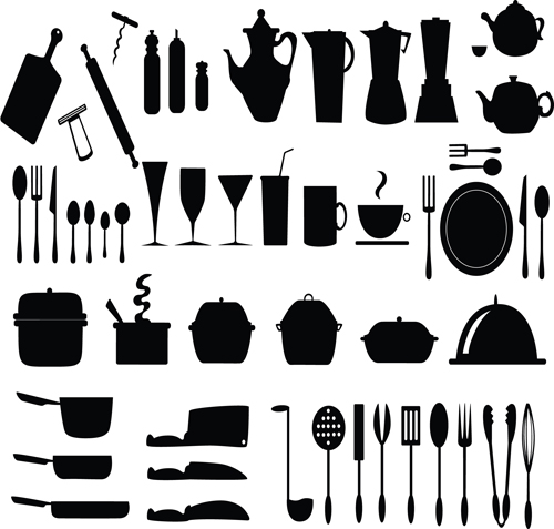 Kitchen utensils Vector Silhouettes utensils silhouettes kitchen   