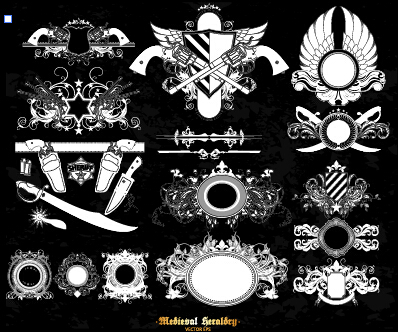 Classical heraldry ornaments vector material 05 ornaments heraldry classical   