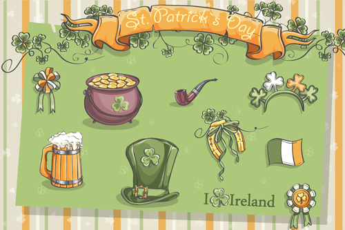 St Patrick Day hand drawn vector background 02 Patrick Day hand drawn background   