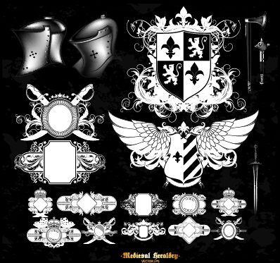 Classical heraldry ornaments vector material 01 ornaments heraldry classical   