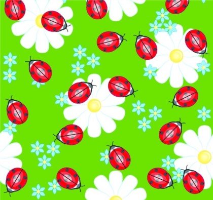 Cute Ladybug flowers continuous pattern vector ladybug flowers cute continuous   