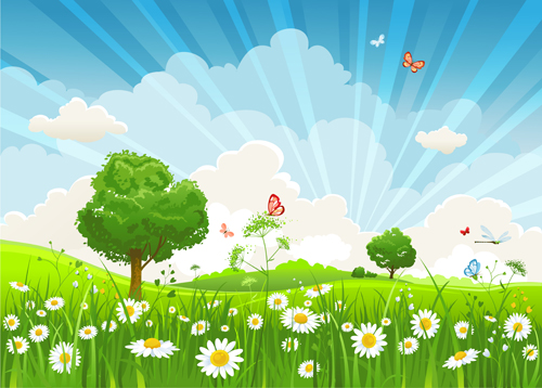 Beautiful Summer landscapes design vector 03 summer landscape beautiful   