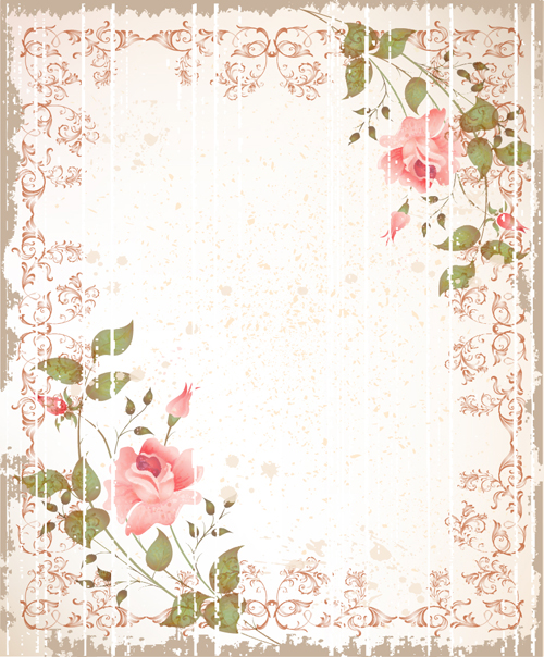 Set of Flowers and backgrounds design elements vector 01 flowers flower elements element   