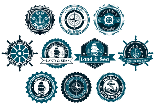 land and sea labels vintage style vector 02 vintage sea land label   