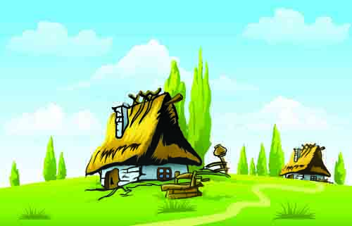 Set of House with nature design vector 01 nature house   