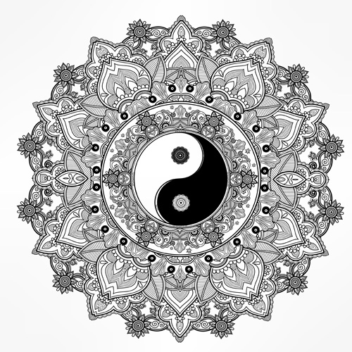 Yin and Yang with mandala patterns vector 06 Yin Yang patterns Mandala   