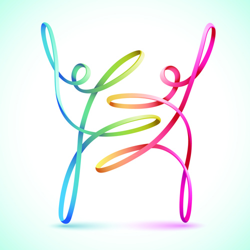 Abstract ribbon people colored vector 05 people colored abstract   