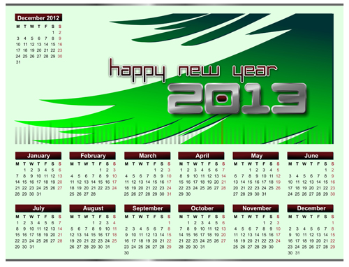 Set of Calendar grid 2013 design vector 02 99202 grid calendar 2013   