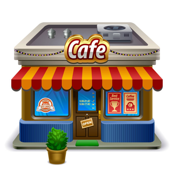 Elements of Cartoon cafe vector set elements element cartoon cafe   