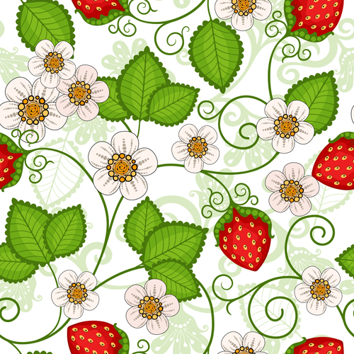 Strawberries seamless pattern vector strawberries spring seamless pattern vector pattern design   