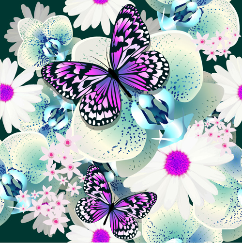 Butterflies with floral vector seamless pattern vector 04 seamless pattern floral butterflies   