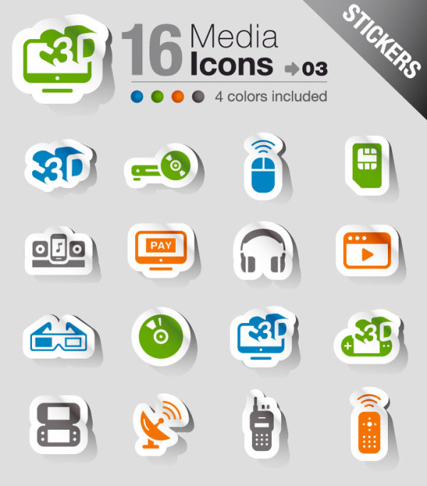 Set of eps Icon stickers elements 04 stickers sticker icon eps elements element   
