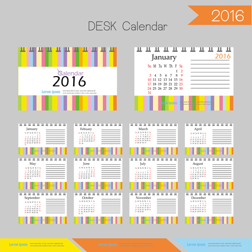 2016 desk calendar template vectors set 14 template calendar 2016   