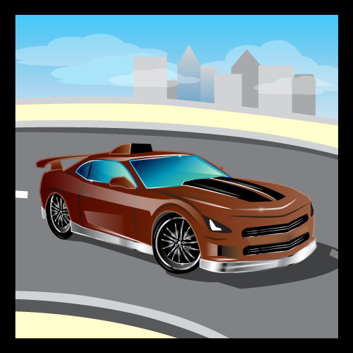 Cartoon sports car design vectors set 11   