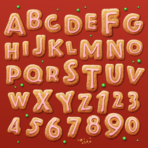 Sweet biscuit alphabet with numbers vector 01 sweet numbers biscuit alphabet   