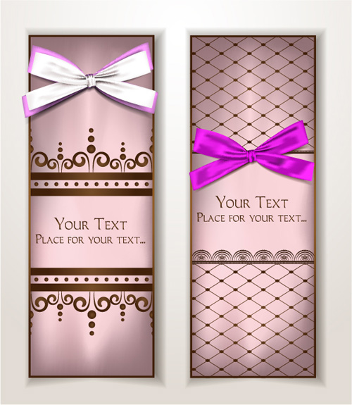 Holiday gift cards with ribbon bow vector 10 ribbon holiday gift cards bow   